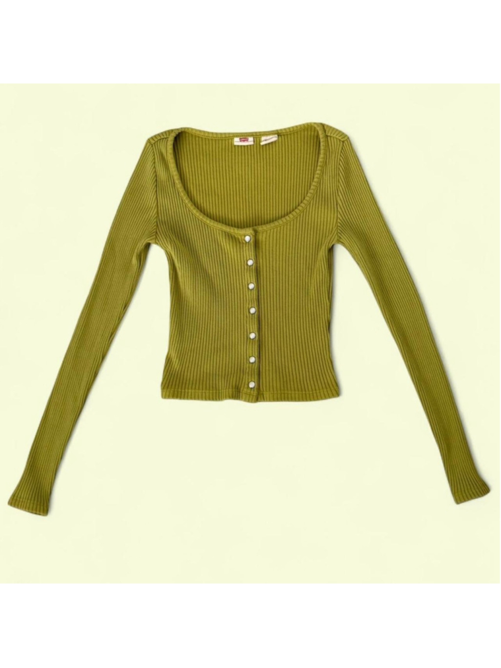 Levi's Green BRITT LONG SLEEVE SNAP FRONT LONG SLEEVE TOP - Size XS